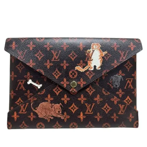 Louis Vuitton Catogram Kirigami bags 3-Pochettes Grace Coddington cats LV Rare - Picture 5 of 15